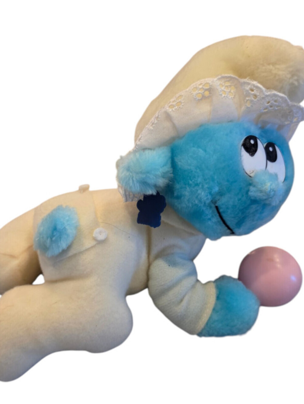 Vintage Baby Smurf Applause Plush Rattle Stuffed Animal Toy 1983